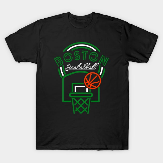 Neon Boston Basketball T-Shirt by MulletHappens